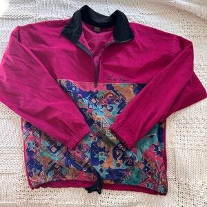 Vintage Sun Triangles Hot Pink Geometric Pattern Windbreaker